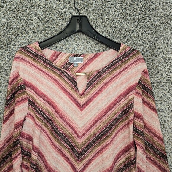 JM Collection Top Womens Large Pink Metallic Keyole Neck Tunic Blouse Ladies‎ - Picture 4 of 7